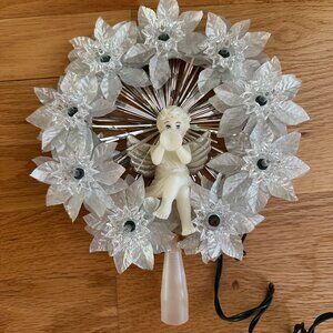 Vintage Atico 10 Light Christmas Tree Topper Angel Holding a Horn